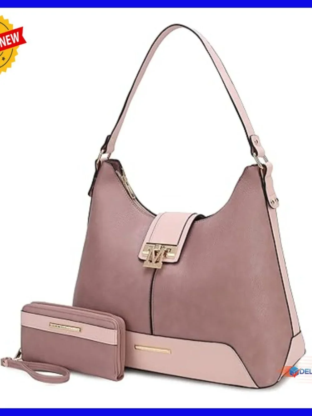 Vegan Leather Hobo Bag with Wristlet, Convertible Shoulder Purse